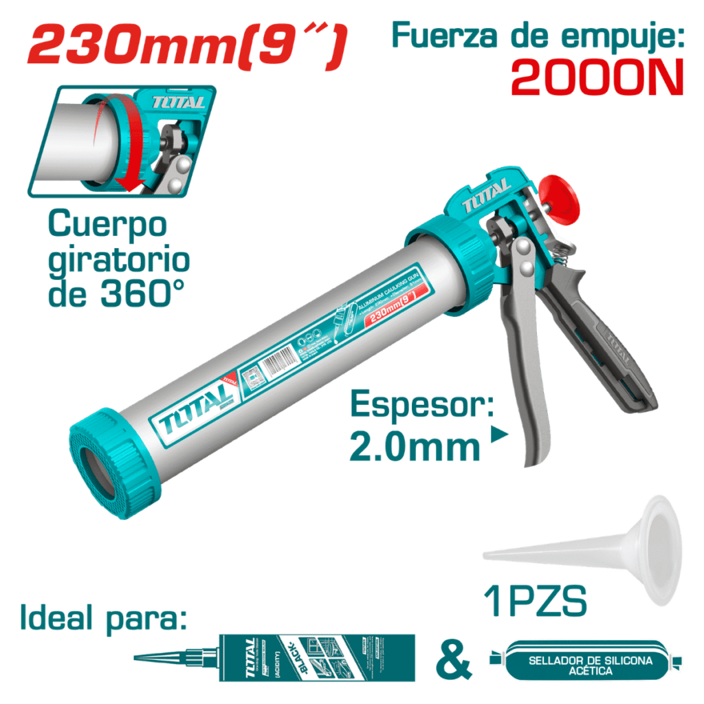 PISTOLA CALAFATEO 230MM(9») D:51MM ROT:360 AL 2000N INDUSTRIAL – THT8809
