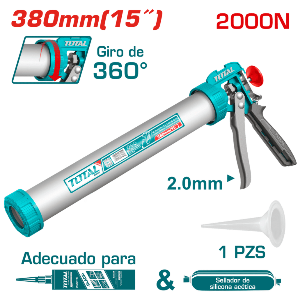 PISTOLA CALAFATEADORA DE 15″ PARA USAR CON SILICÓN. MANGO DE ALUMINIO RESISTENTE. – THT8815