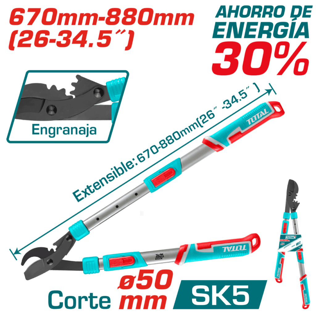 TIJERA PODADORA TELESCOPICA 670-880MM MAX:50MM SK5 +TEFLON INDUSTRIAL – THTS1528406