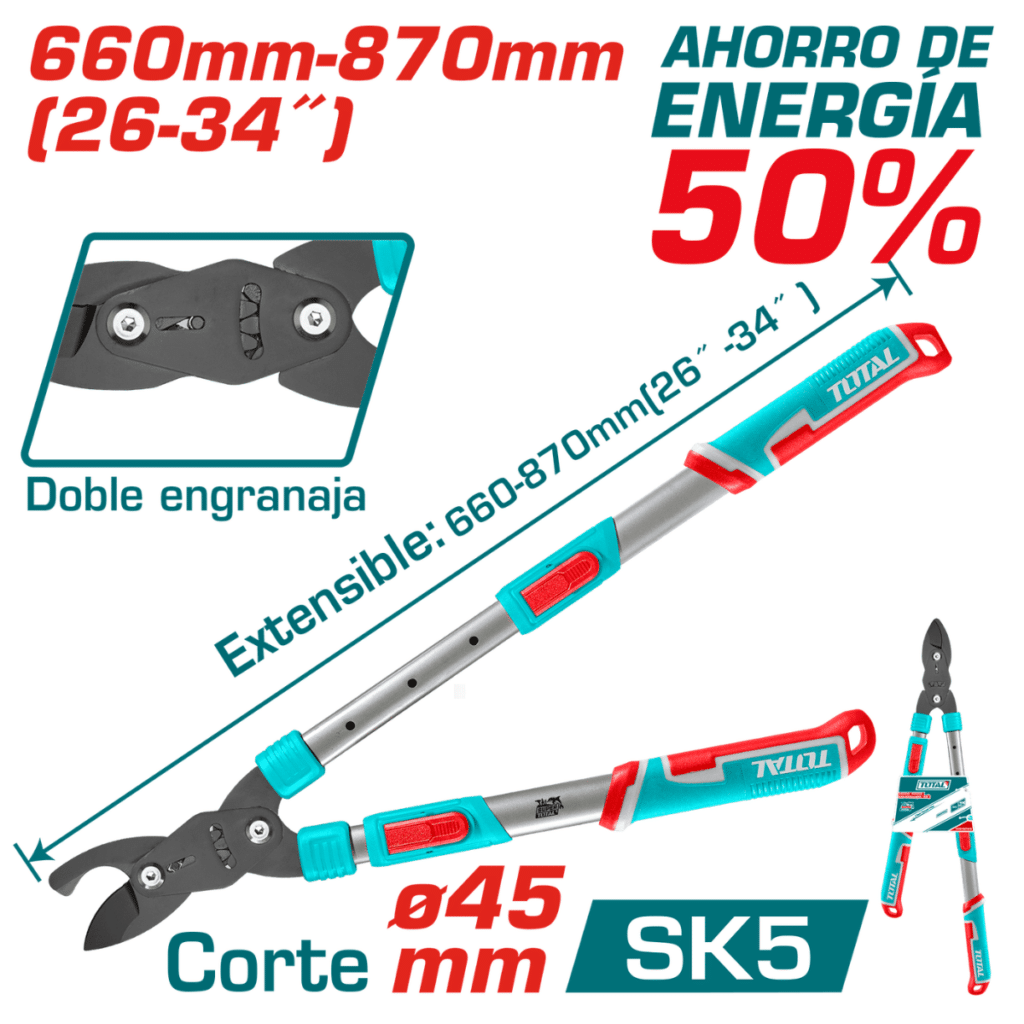 TIJERA PODADORA TELESCOPICA 660-870MM MAX:45MM SK5 +TEFLON E:50% INDUSTRIAL – THTS1528608