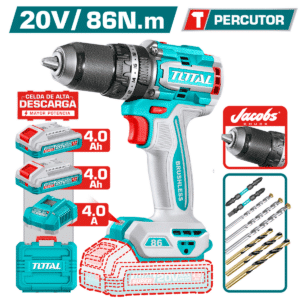 TALADRO PERCUTOR 20V BL 86NM 13MM 2X4.0AH(TC) C:JACOBS + ACC MALETIN INDUSTRIAL - TIDLI208686