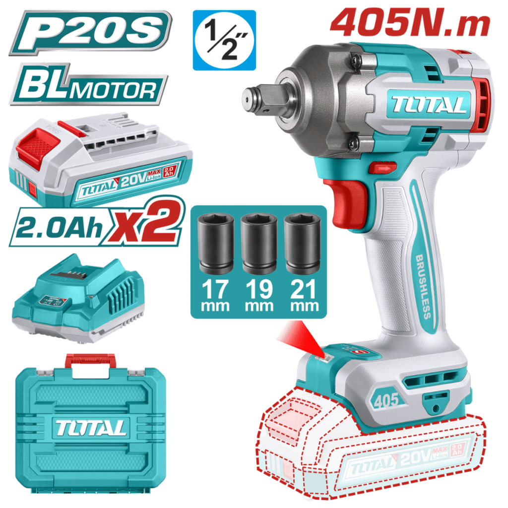 LLAVE IMPACTO BL 20V 405NM 1/2» 0-3000BPM MALETIN + ACC INDUSTRIAL – TIWLI2045