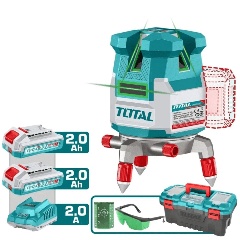NIVEL LASER 0-35M 5L PREC: 1.5MM/7M 2X2.0AH (VERDE) + ACC MALETIN INDUSTRIAL – TLL3053085