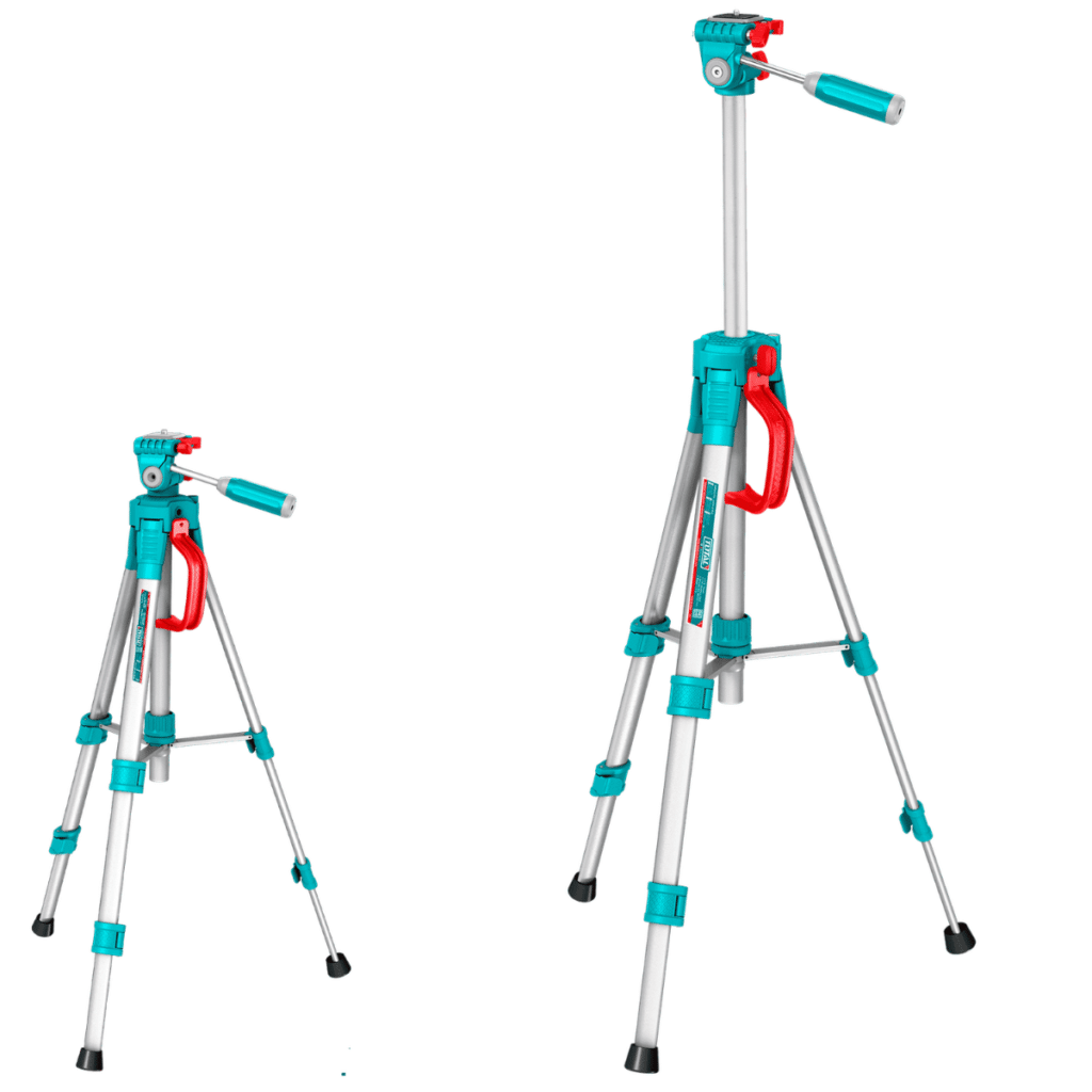 TRÍPODE DE ALUMINIO PARA NIVEL LÁSER, ALTURA 1.3 M, PESO 1.3 KG, ROSCA DE 1/4″ – TLLT01581