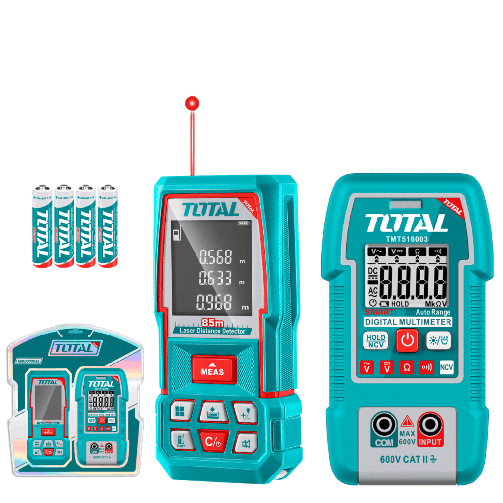 SET (2 EN 1) MEDIDOR LÁSER DE DISTANCIA 85 M + MULTÍMETRO DIGITAL 600 V INDUSTRIAL – TMT260523