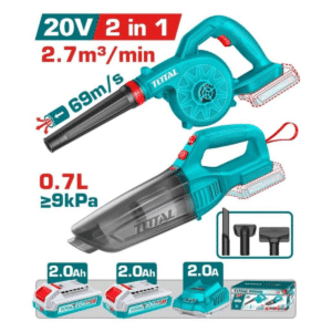 COMBO 2 EN 1 20V ASPIRADORA 2.7M3/MIN + ASPIRADORA 0.7L 2X2.0AH + ACC - TOSLI240999