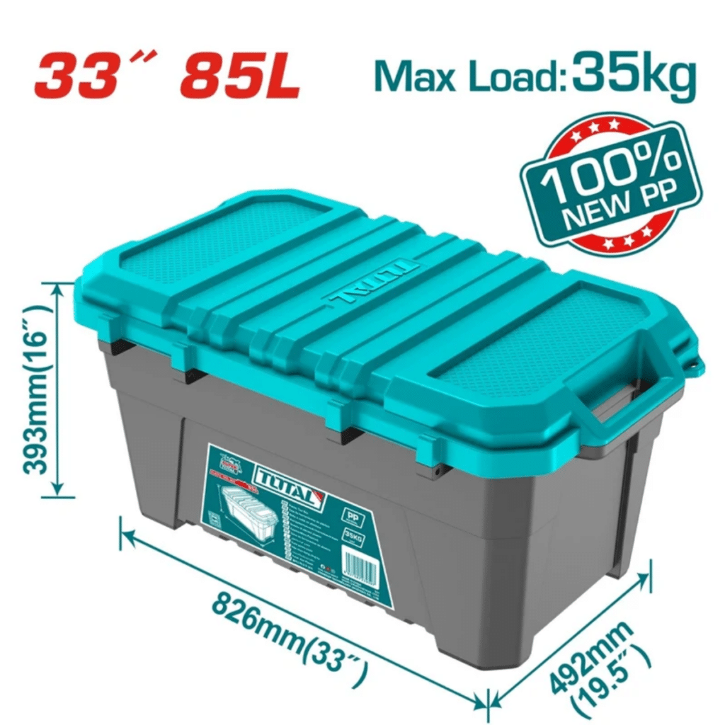 CAJA CAJA HERRAMIENTAS 33» 85L NEW PP 826X492X393 35KG – TPBX033225» 45L NEW PP 625X380X315 25KG HEBILLA METALICA – TPBX0252 (copia)