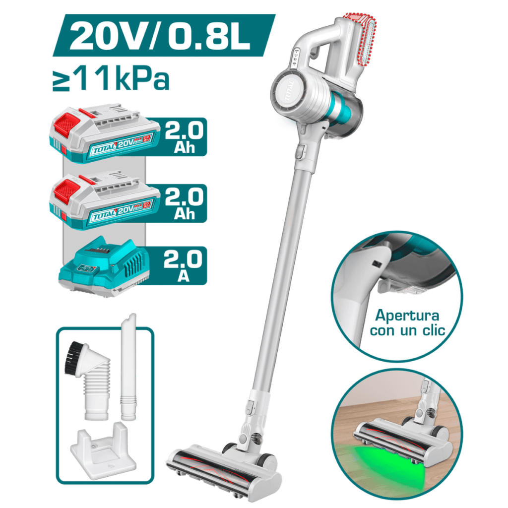ASPIRADORA VERTICAL INALÁMBRICA 20 V 0,8 L PRESIÓN ?11 KPA 160 W – TVLI20082