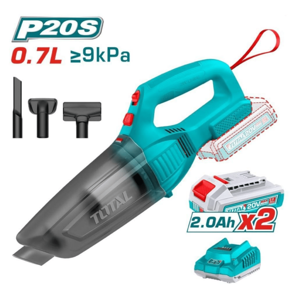 ASPIRADORA 20V 0.7L 9KPA 2X2.0AH + ACCESORIOS – TVLI201582
